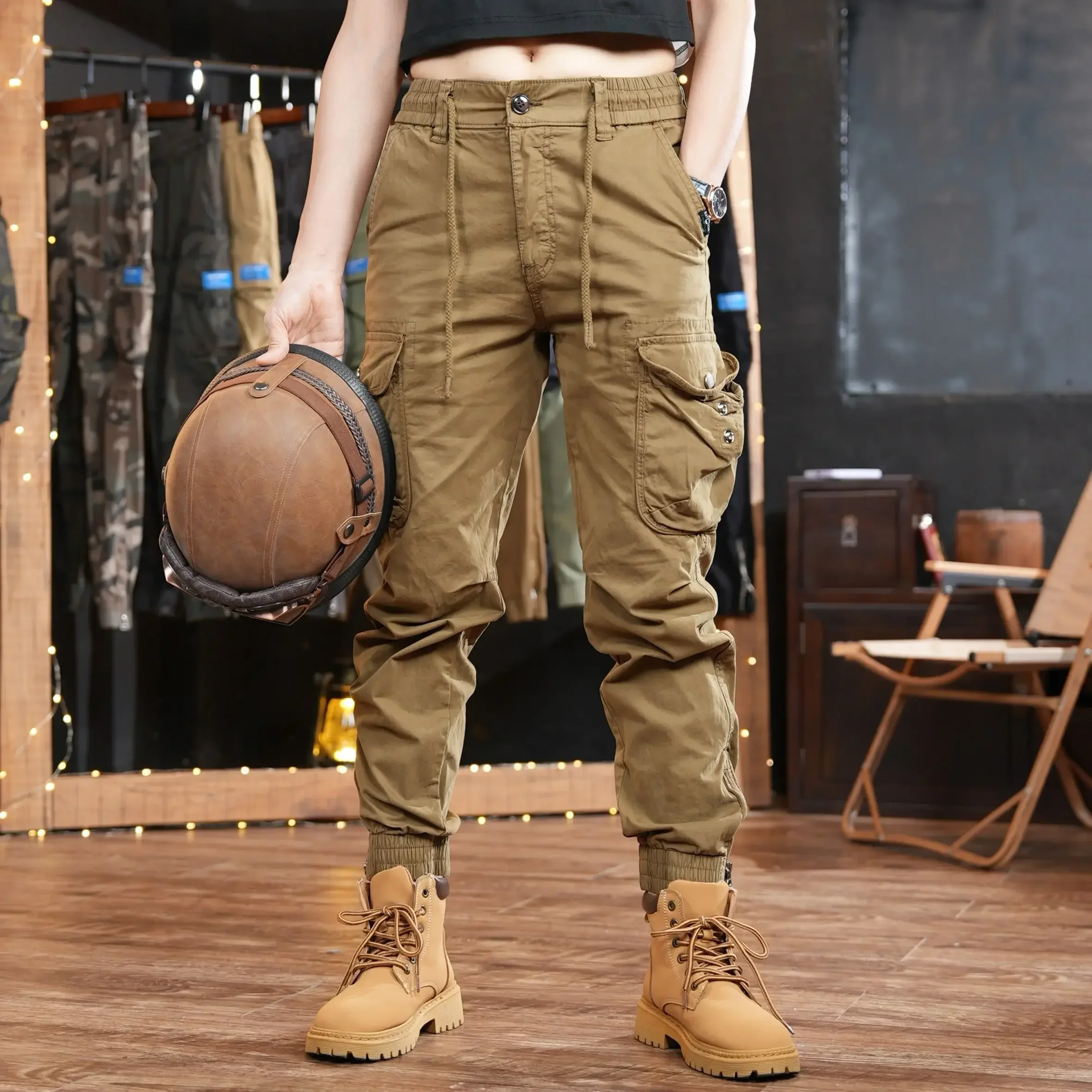 Woodworking Brand - Pantalones multibolsillos para exteriores, pantalones Cargo