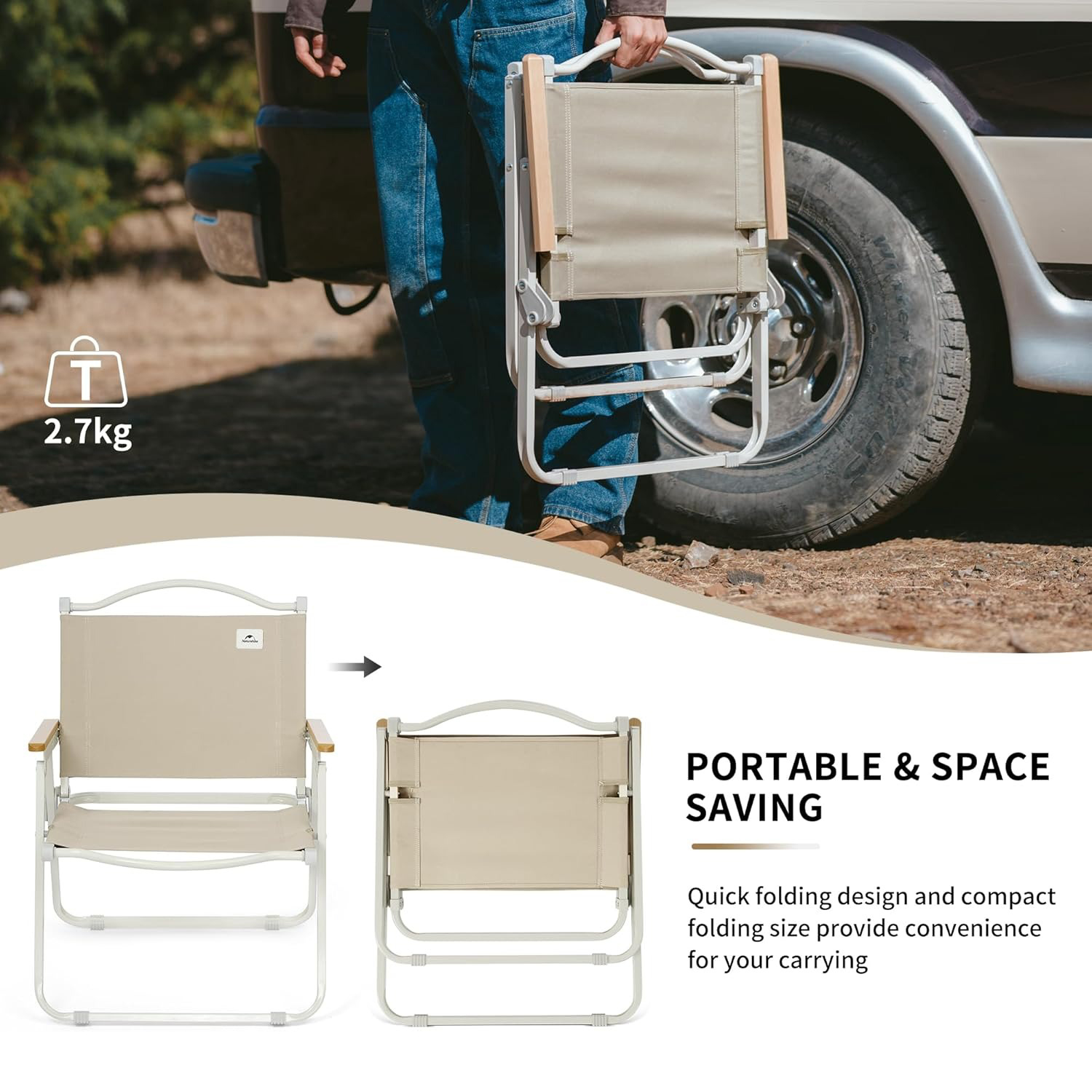 Silla de Camping Portátil Natu - Woodworking Outdoor Furniture reseña y precio